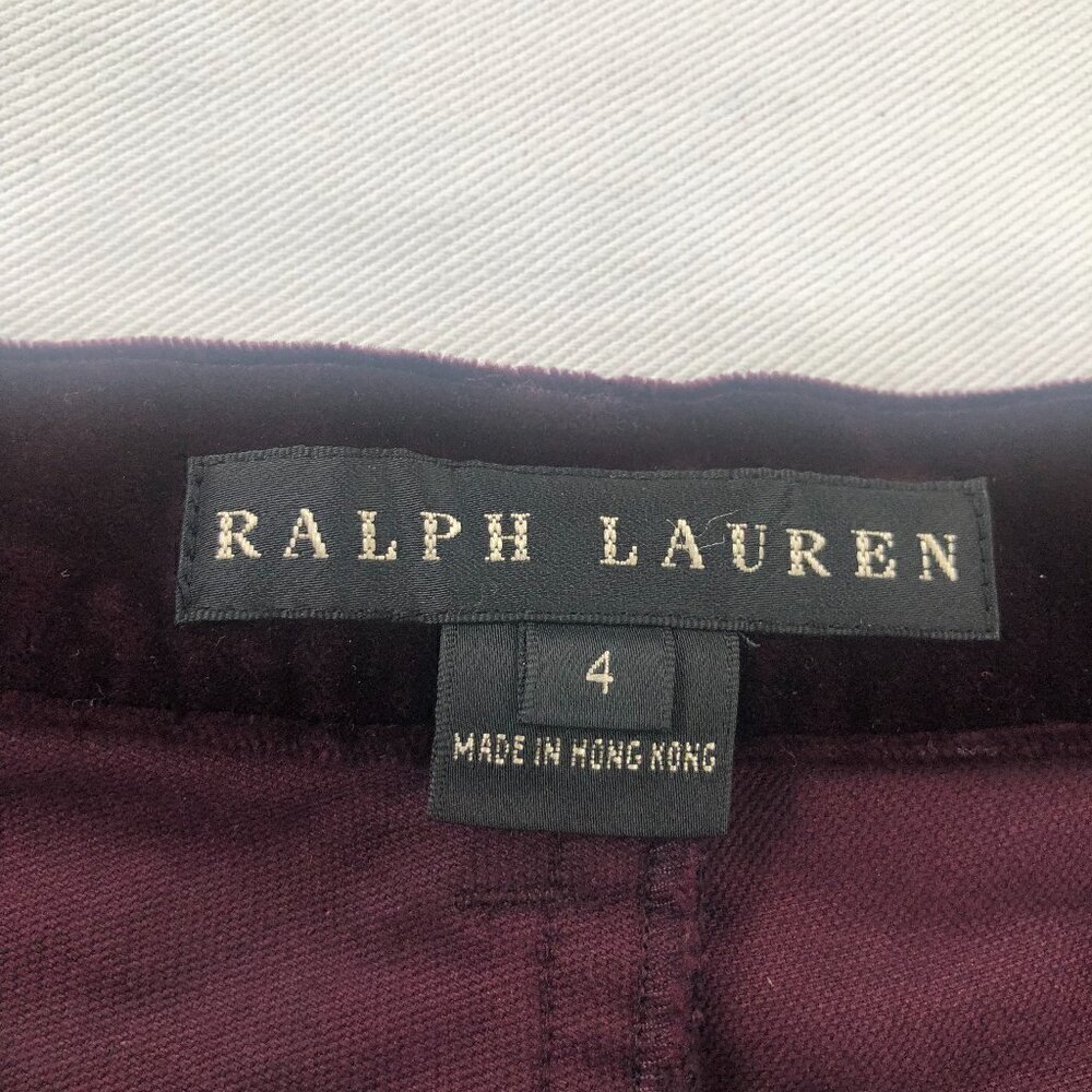 Vtg Ralph Lauren Maroon Velvet Straight Leg Pants Jeans Size 4 - Picture 3 of 10